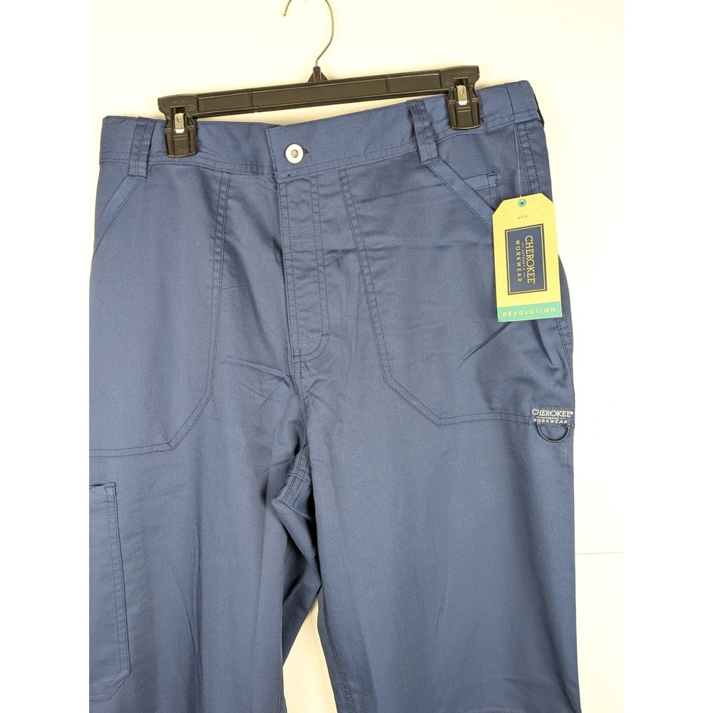 Cherokee Workwear Pants Mens Med Blue Cargo Medical Scrub Uniform Stretch WW140